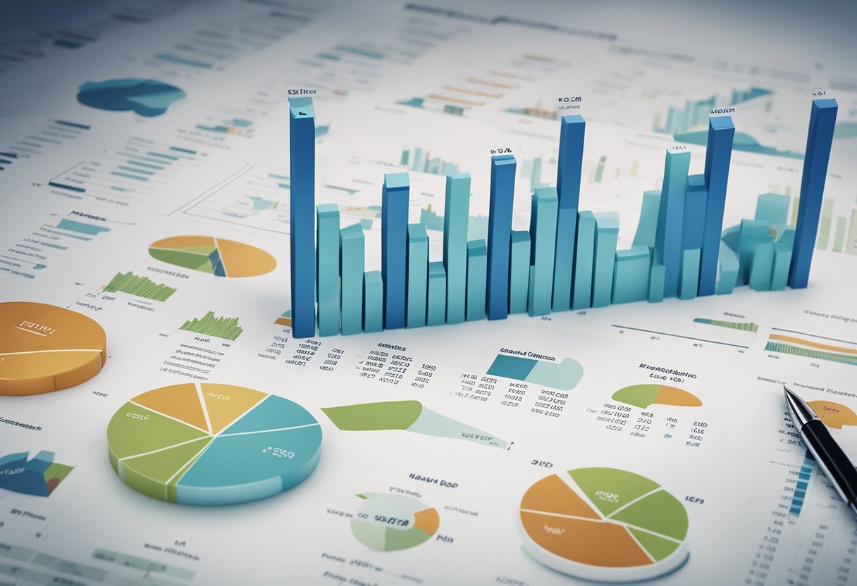 A detailed spreadsheet with rows of financial projections and calculations, surrounded by charts and graphs, representing a real estate waterfall model