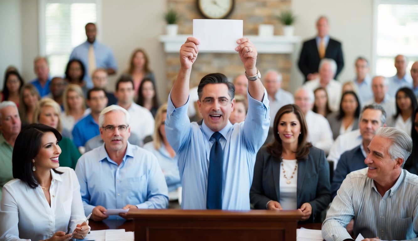 A real estate investor winning the bid at a state foreclosure auction in Florida.