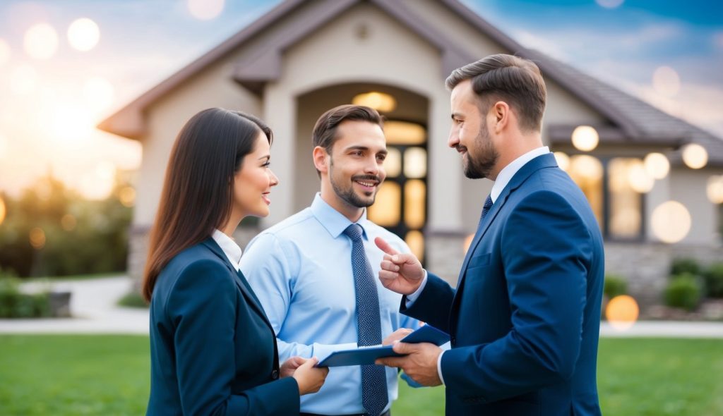 Three real estate investors discussing the fair market value of a property.