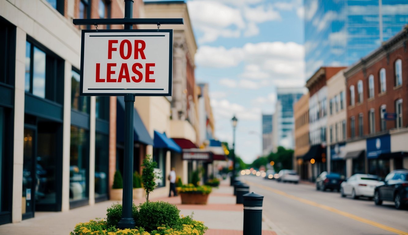 A commercial property with a "For Lease" sign in front, surrounded by growing businesses and increasing foot traffic