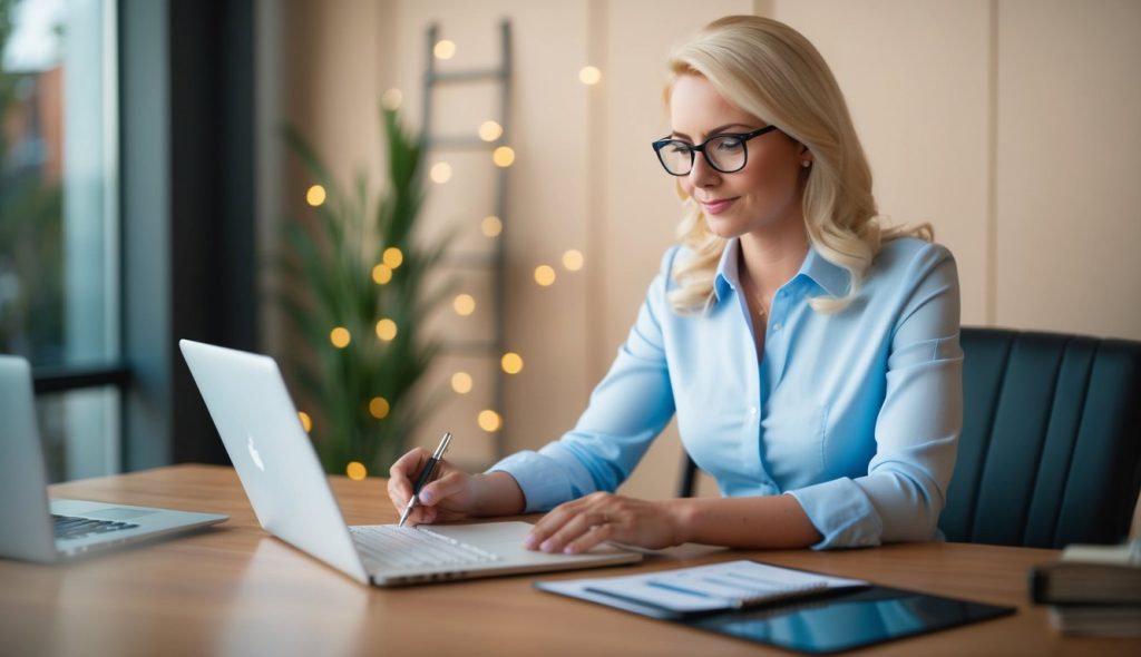 An accountant on a Zoom call discussing changing accounting methods from cash to accrual with her client.