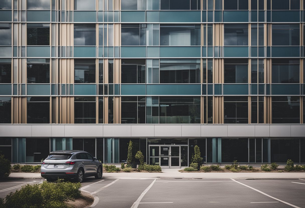 A commercial building with three distinct tenants, each responsible for their own property taxes, insurance, and maintenance