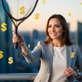 A female real estate investor with a butterfly net catching dollar signs floating in the air representing depreciation recapture on a rental property.