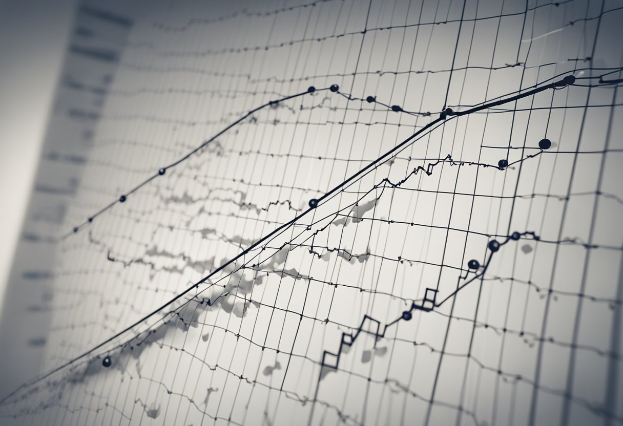 A graph with a line trending upwards, representing increasing commercial real estate sales over time