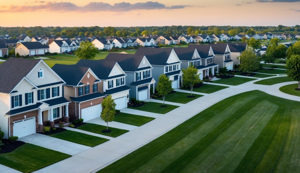 A suburban residential subdivision representing a thriving market for housing investors.