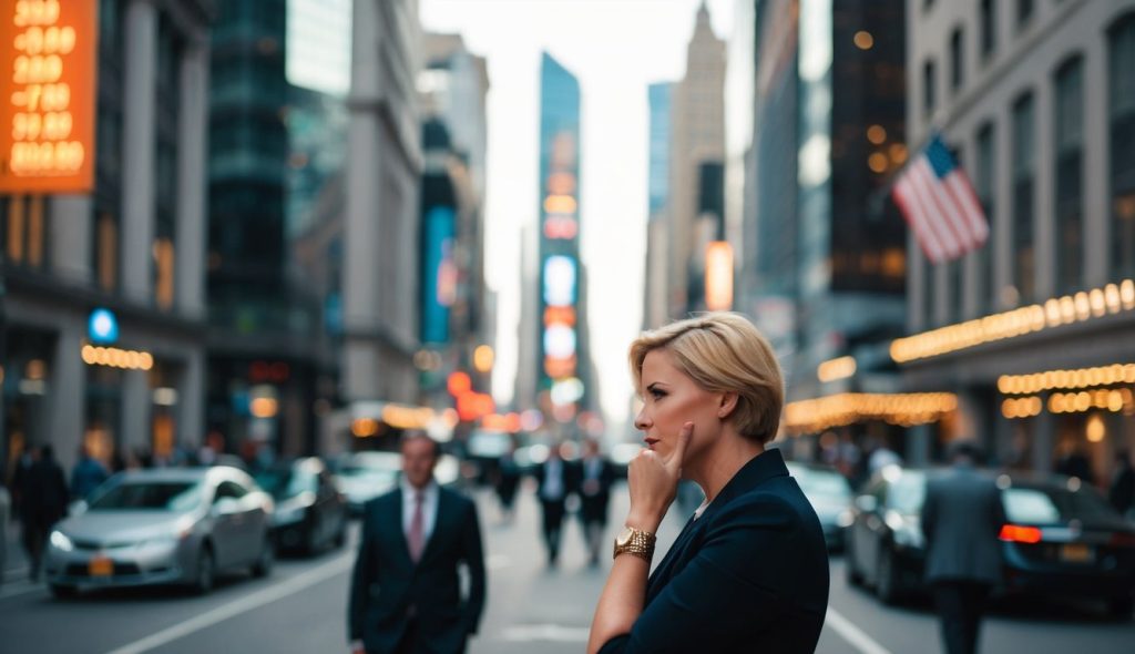 A cityscape with rising prices and deflating currency, showing skyscrapers and houses with fluctuating value