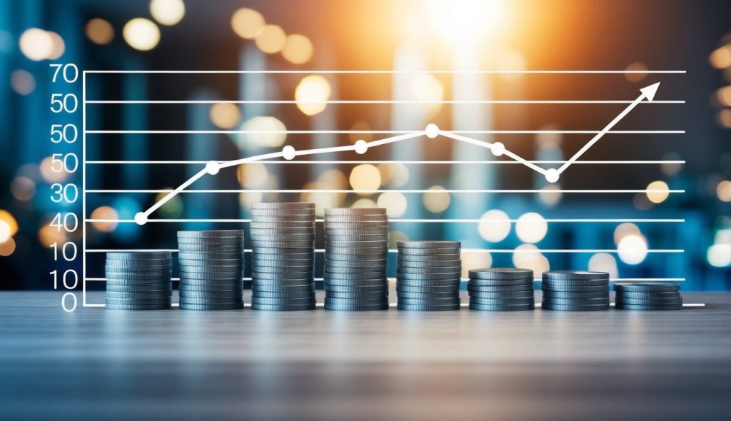 A chart showing increasing property investment returns over time