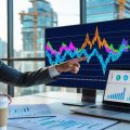 A real estate investors researching housing market data using two computers in his office.