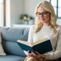 A real estate investor sitting in her home office reading about how to structure an LP for real estate rental property.