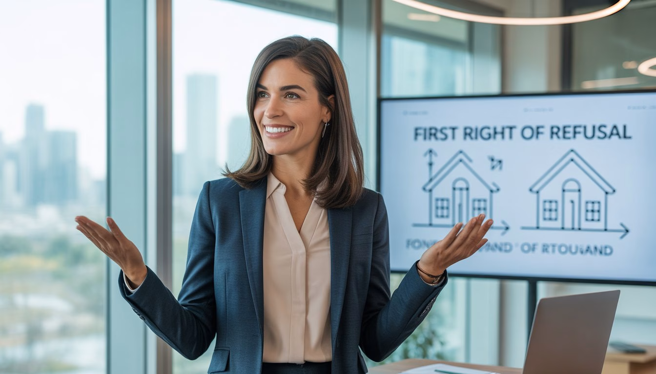 A female real estate investor explaining How First Right of Refusal in Real Estate Works
